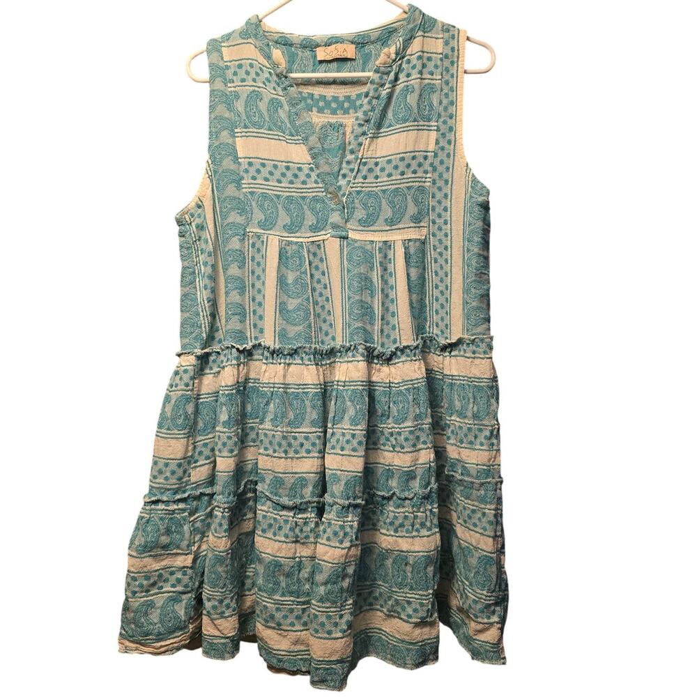 Sofia made in Italy blue paisley dress